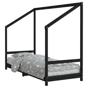 vidaXL S&auml;ngram f&ouml;r barns&auml;ng svart 80x200 cm massiv furu