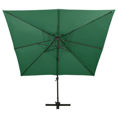 vidaXL Frihängande parasoll med ventilation 300x300 cm grön