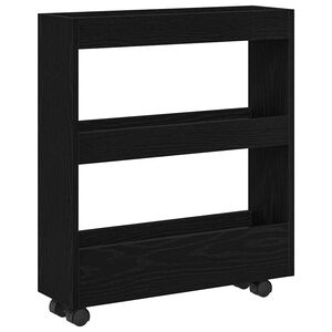 vidaXL Smal f&ouml;rvaringsvagn Svart Ek 60 x 18 x 70 cm Konstruerat tr&auml;