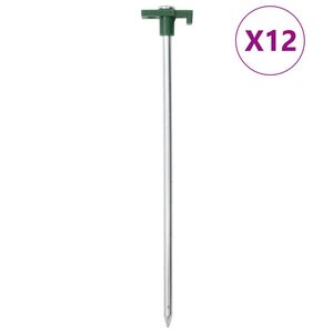 vidaXL T&auml;ltpinnar 12 st 25 cm 7 mm galvaniserat st&aring;l och PP