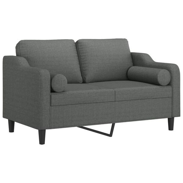 vidaXL 2-sits soffa med prydnadskuddar m&ouml;rkgr&aring; 120 cm tyg