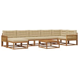 vidaXL Utomhussoffset med kudde 8 pcs Naturlig och Beige