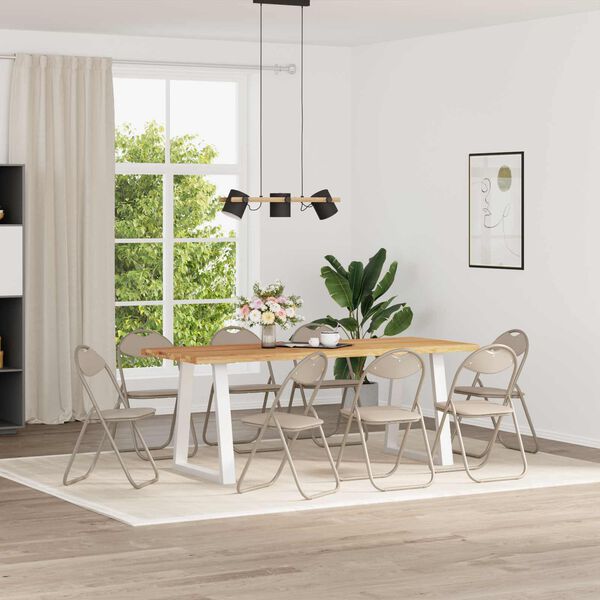 vidaXL F&auml;llstol 8 pcs Sand 48 x 43,5 x 81 cm Konstl&auml;der