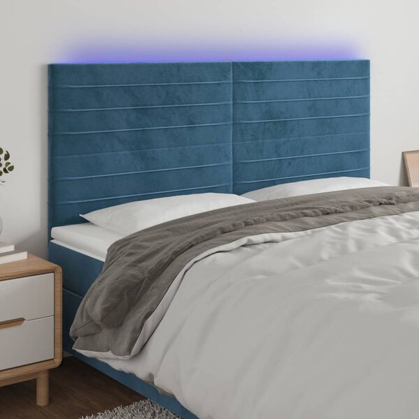 vidaXL S&auml;nggavel LED m&ouml;rkbl&aring; 200x5x118/128 cm sammet