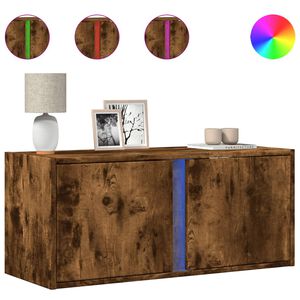 vidaXL V&auml;ggmonterad tv-b&auml;nk LED r&ouml;kf&auml;rgad ek 80x31x35 cm