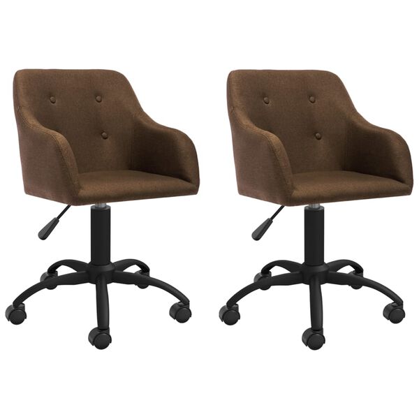 vidaXL Snurrbara matstolar 2 st brun tyg