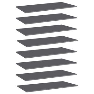 vidaXL Hyllplan 8 st gr&aring; h&ouml;gglans 80x30x1,5 cm konstruerat tr&auml;