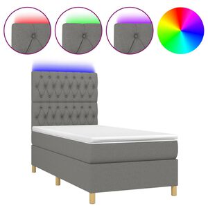 vidaXL Rams&auml;ng med madrass & LED m&ouml;rkgr&aring; 80x200 cm tyg