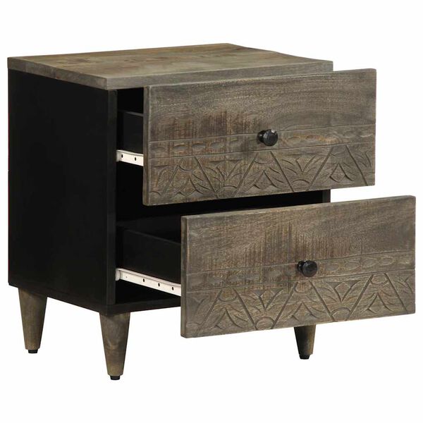 vidaXL S&auml;ngbord 2 st ljusgr&aring; 40x33x46 cm massivt tr&auml; mango