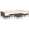 vidaXL Loungegrupp med dynor 8 delar konstrotting brun