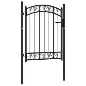 vidaXL Staketgrind EMMEN med v&auml;lvd topp st&aring;l 100x98,5 cm svart