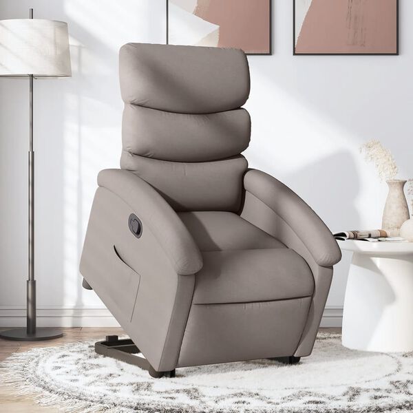 vidaXL Reclinerf&aring;t&ouml;lj med uppresningshj&auml;lp taupe tyg