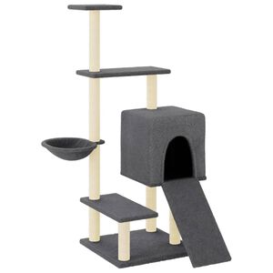 vidaXL Kl&ouml;str&auml;d med sisalpelare m&ouml;rkgr&aring; 130,5 cm