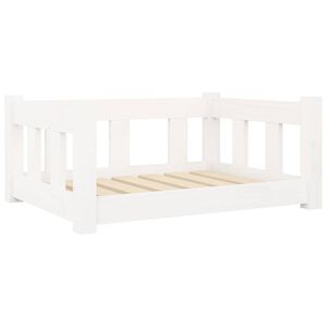 vidaXL Hundb&auml;dd vit 65,5x50,5x28 massiv furu