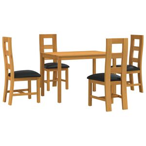 vidaXL Matgrupp 5 st Svart Massivt Ektr&auml;