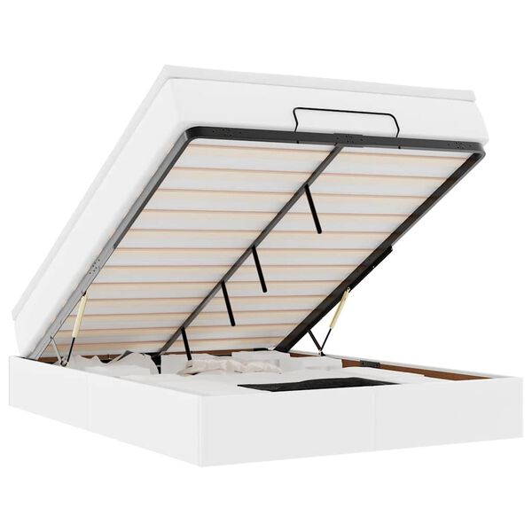 vidaXL Ottoman s&auml;ngram med madrass vit 140x190 cm konstl&auml;der