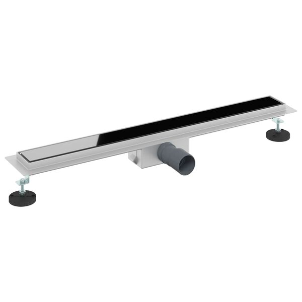 vidaXL Duschavlopp med Glas&ouml;verdrag Svart 70 cm Rostfritt St&aring;l 304