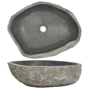 vidaXL Handfat flodsten oval (45-53)x(34-41) cm