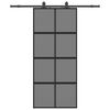 vidaXL Skjutd&ouml;rr med beslagssats svart 90x205 cm h&auml;rdat glas