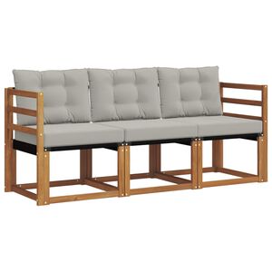 vidaXL Utomhussoffset med kudde 3 pcs Naturlig och Ljus Gr&aring;