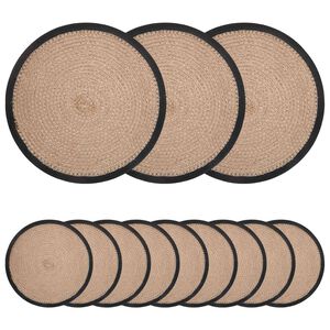 vidaXL Jute Placemats 12 st Naturlig och svart 100% Tossa Jute