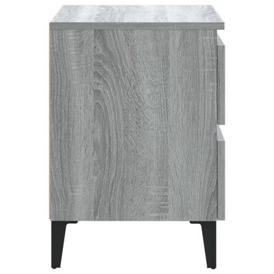 vidaXL Sängbord med metallben grå sonoma 40x35x50 cm