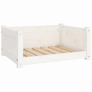 vidaXL Hundb&auml;dd vit 65,5x50,5x28 cm massiv furu