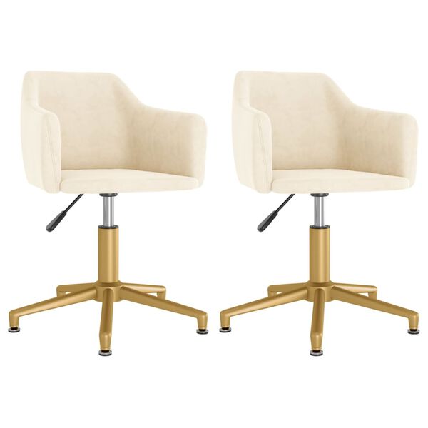 vidaXL Snurrbara matstolar 2 st gr&auml;ddvit sammet