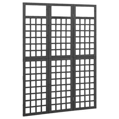 vidaXL Rumsavdelare/Spaljé 3 paneler massiv gran svart 121x180 cm