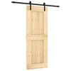 vidaXL Skjutd&ouml;rr Naturlig och svart 80 x 210 cm Massiv furutr&auml;d&ouml;rr
