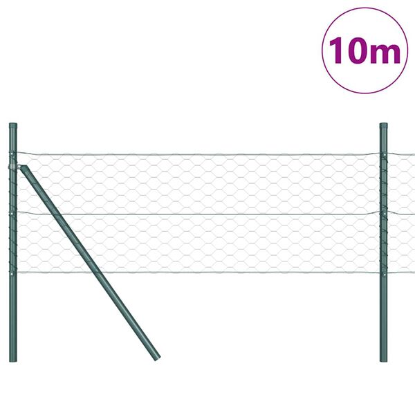 vidaXL St&auml;ngselstolpe Gr&ouml;n 10 x 0,4 m (50 mm mesh) St&aring;l och PVC
