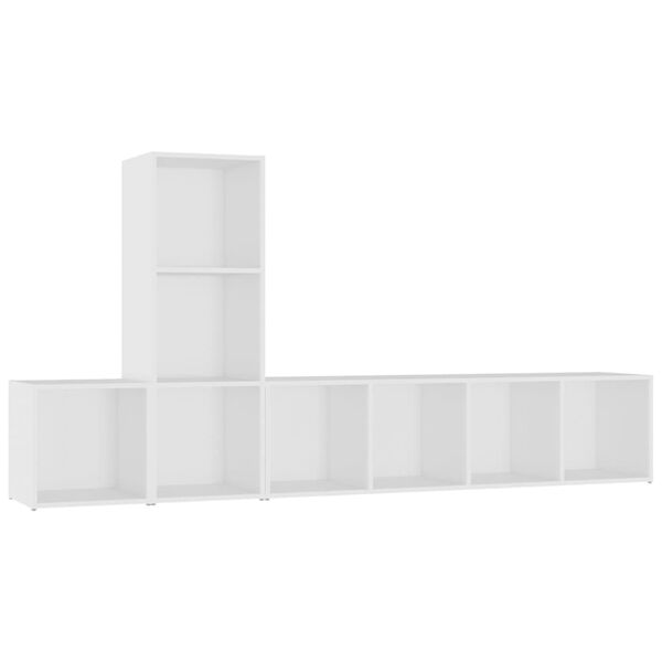 vidaXL Tv-sk&aring;p 3 delar vit konstruerat tr&auml;