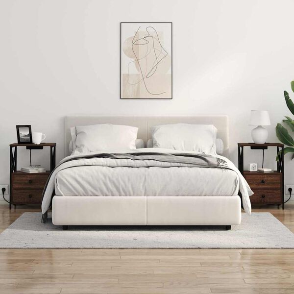 vidaXL Nattduksbord med l&aring;da Brun Ek 40 x 31 x 60 cm Konstruerat tr&auml;