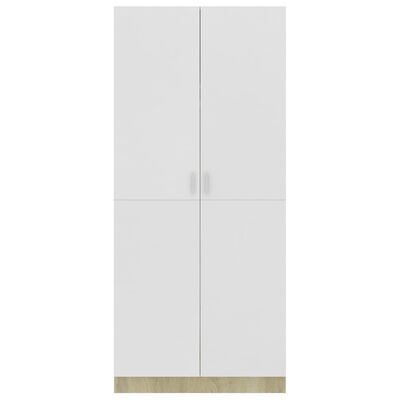 vidaXL Garderob vit och sonoma-ek 80x52x180 cm spånskiva