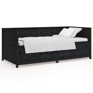 vidaXL Dagb&auml;dd svart 90x200 cm massiv furu