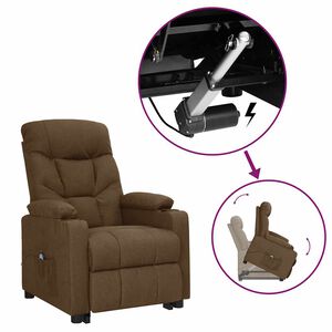 vidaXL F&aring;t&ouml;lj med uppresningshj&auml;lp brun tyg