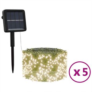 vidaXL Soldriven ljusslinga 5 st 5x200 lysdioder varmvit inne/ute