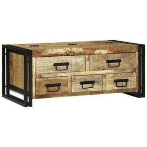 vidaXL Kaffeebord med l&aring;da Brun 90 x 50 x 38 cm Massivt mangotr&auml;