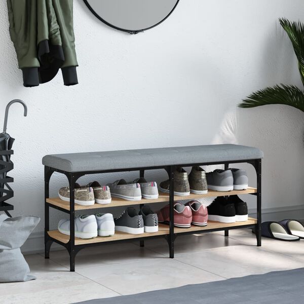 vidaXL Skob&auml;nk sonoma-ek 102x32x47 cm konstruerat tr&auml;