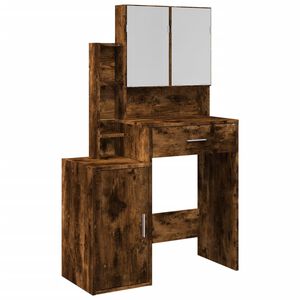 vidaXL Sminkbord med sk&aring;p r&ouml;kf&auml;rgad ek 80x35x132 cm