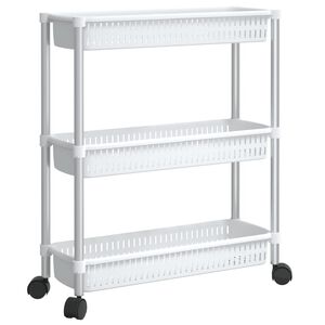 vidaXL F&ouml;rvaringsvagn 3 hyllor silver och vit aluminium