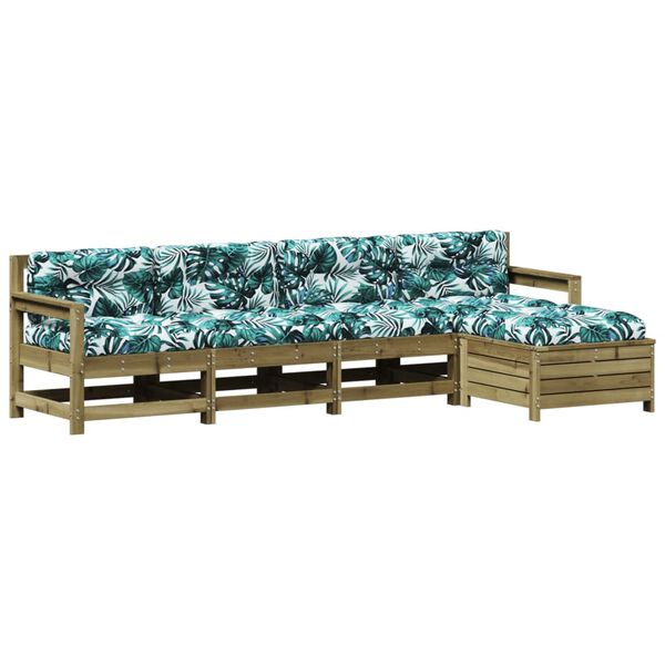 vidaXL Loungegrupp med dynor 5 delar impregnerad furu