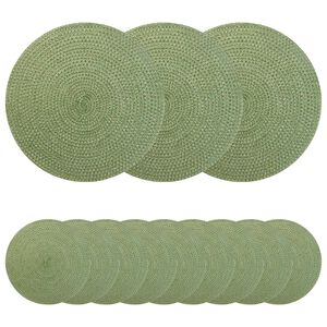 vidaXL Jute Placemats 12 st Olivgr&ouml;n 100% Tossa Jute