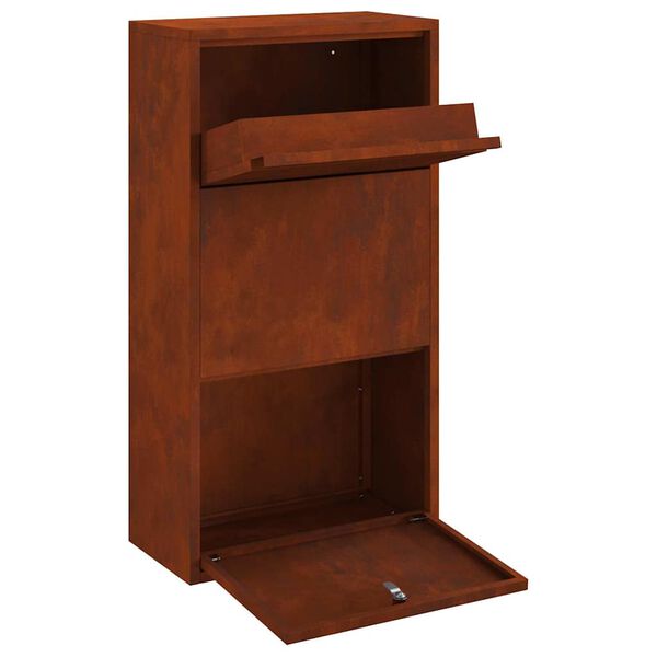 vidaXL Paketbox med lagring Rostig 44 x 22 x 82 cm V&auml;derbest&auml;ndig st&aring;l