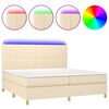 vidaXL Rams&auml;ng med madrass & LED gr&auml;ddvit 200x200 cm tyg
