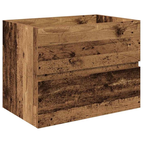 vidaXL Diskbänksskåp med inbyggt handfat och kran Gammalt trä