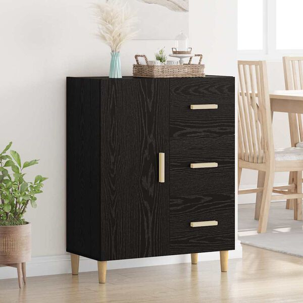 vidaXL Sideboard med l&aring;da Svart ek 34 x 69.5 x 90 cm Konstruerat tr&auml;