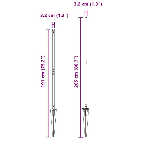 vidaXL Stängselstolpe Övrigt 52 pcs Grå 3,2 x 3,2 x 160 cm Stål