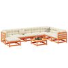 vidaXL Soffgrupp för trädgården med dynor 9 delar vaxbrun massiv furu