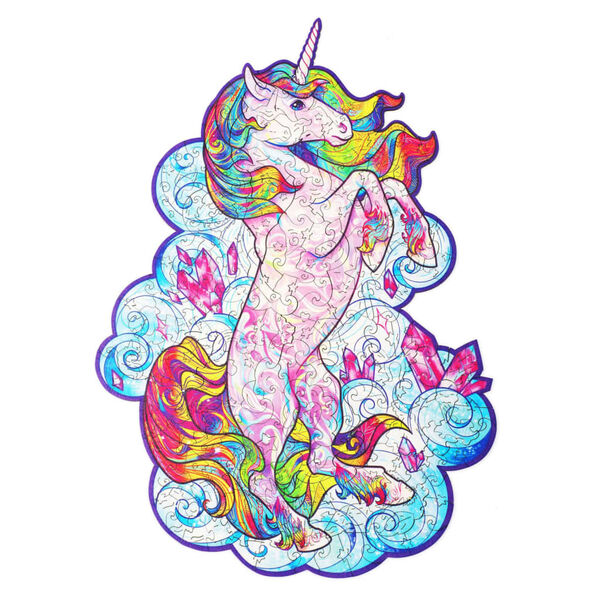 UNIDRAGON Pussel trä 195 bitar Inspiring Unicorn medium 26x32 cm